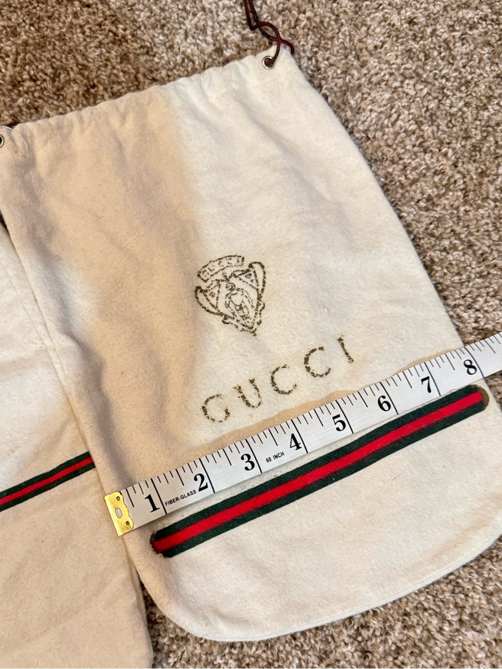 Dust Bags Gucci cream cotton drawstring with red and green stripes - Picture 5 of 7